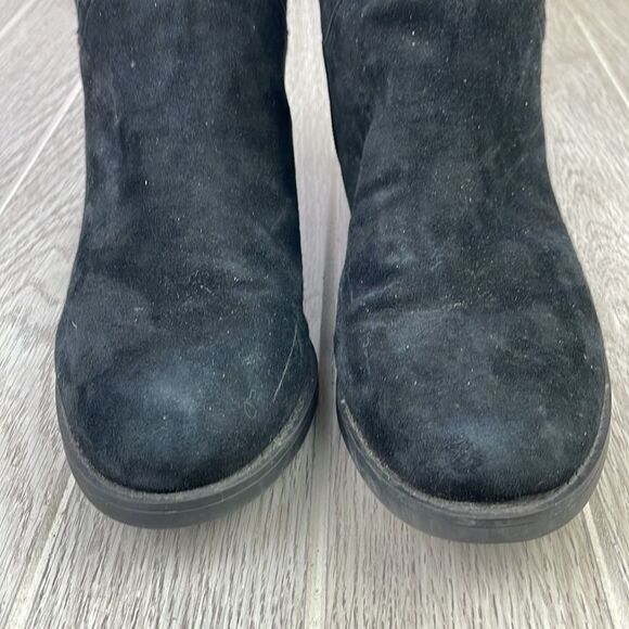 Marc Fisher. Black Suede Tall Boots w/ buckle strap detail.  Women's size 5 - Picture 4 of 9